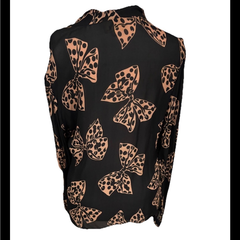ASO Blair Waldorf Gossip Girl Milly New York Bow Blouse Vintage Designer Printed - Picture 4 of 8